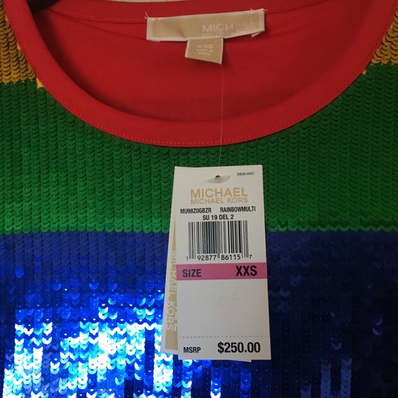 Michael Michael Kors Rainbow Striped Sequined Dress - Picture 6 of 16